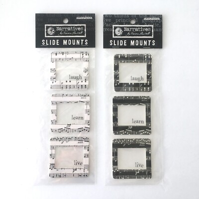 2x Creative Imaginations Slide Mounts MUSICAL NOTES White Black Narratives NIP