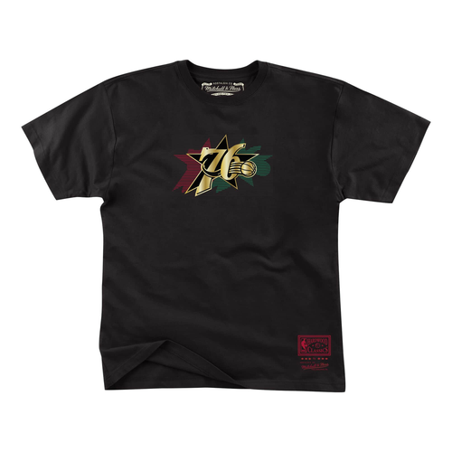 Mitchell & Ness Черная золотая футболка NBA Philadelphia 76ers в неаполитанской упаковке