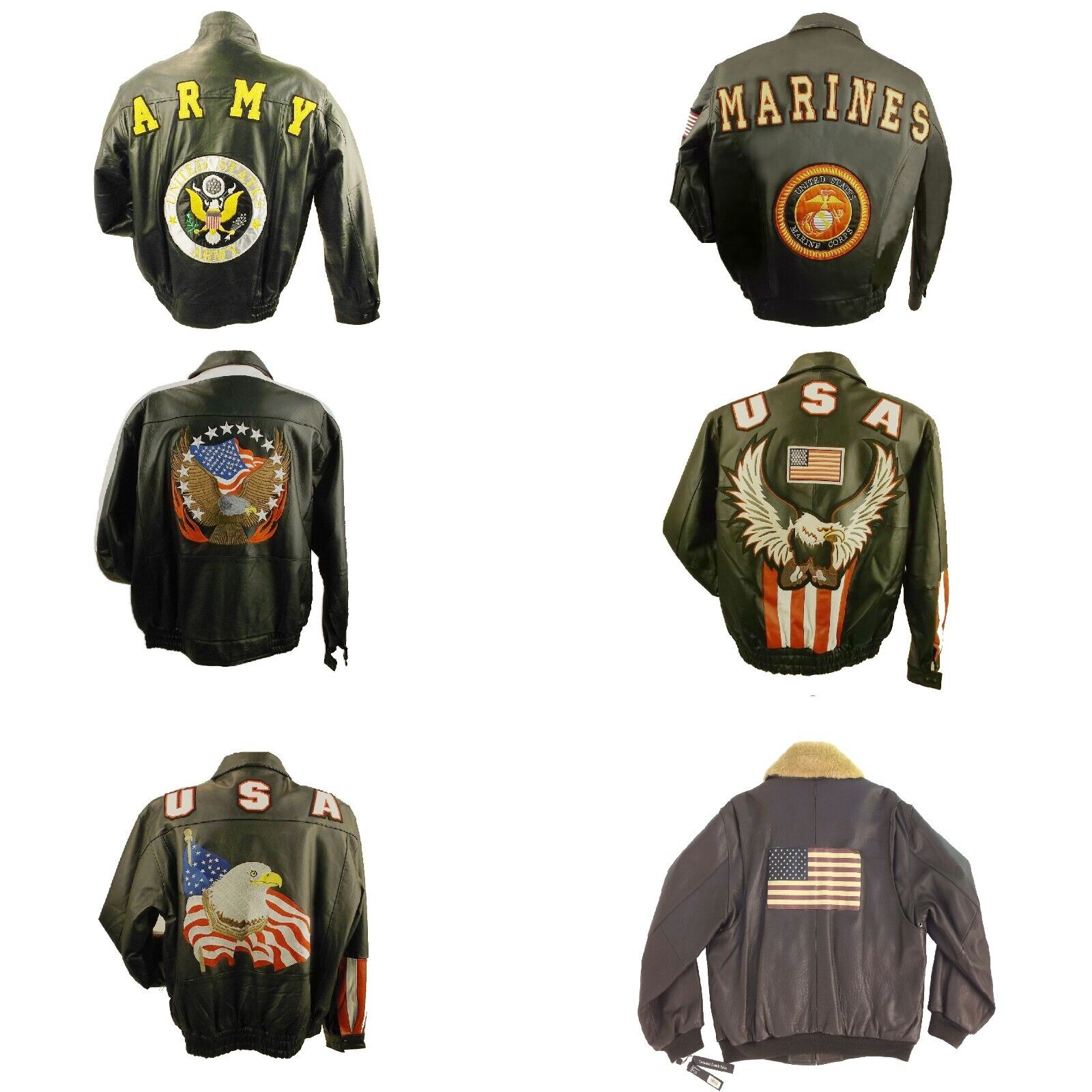 US Leather, Vintage, USA Flag Men Bomber Jacket Various US Leather, Vintage, USA Flag Men Bomber Jacket Various