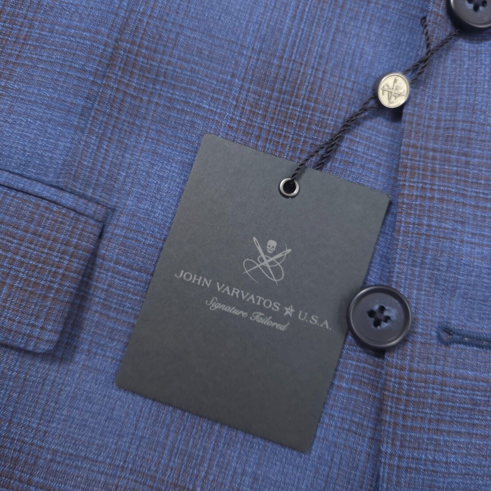 Pre-owned John Varvatos $598  Usa Blue & Burgundy Plaid Wool Suit Jacket Mens Size 38r In Red