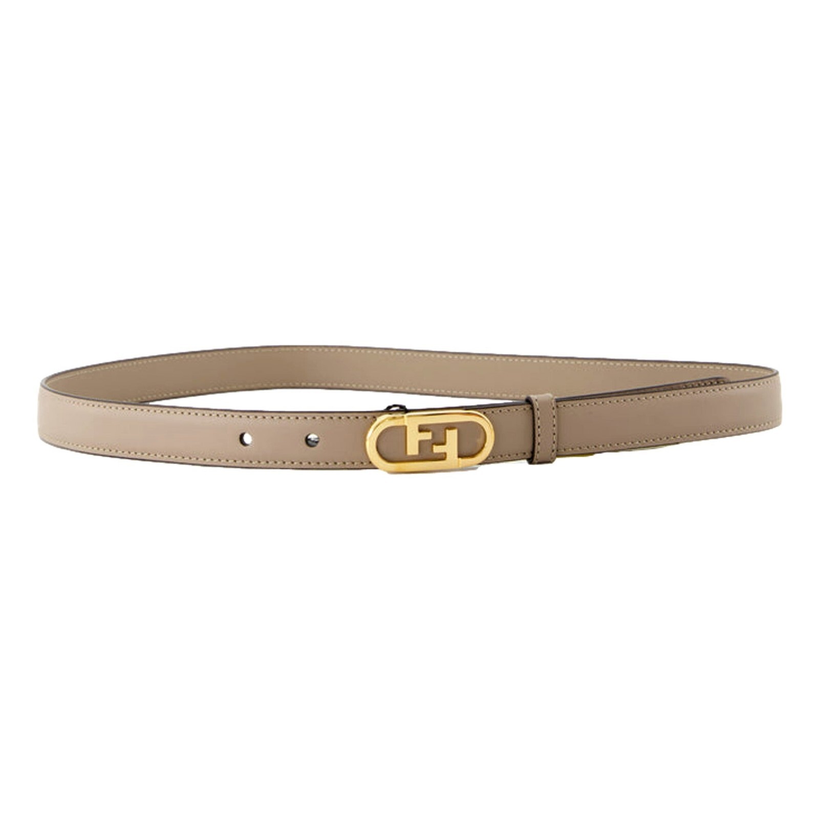 Pre-owned Fendi Women's Grey Tortora Skinny O'lock Belt Size 85 In Gray
