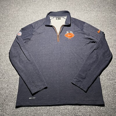 Nike Chicago Bears Shirt Mens Large 1/4 Zip Pullover On Field Dri Fit Blue NFL