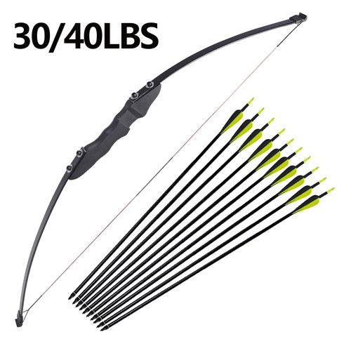 51'' Archery Recurve Bow & 12Pcs Arrow Set For Adults Beginn