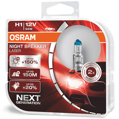 Pair Of Osram Night Breaker/Nightbreaker Unlimited Headlight Headlamp- H1 (55W)