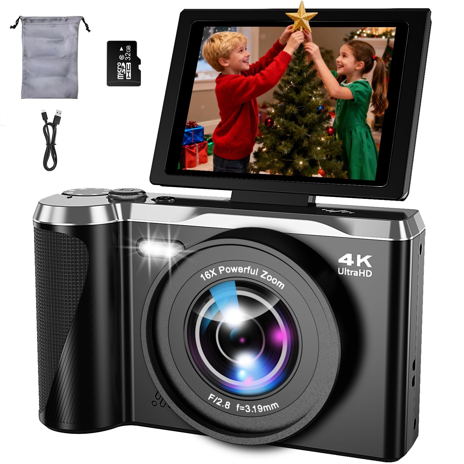4K Digital Camera for Photography and Video, 56MP Autofocus