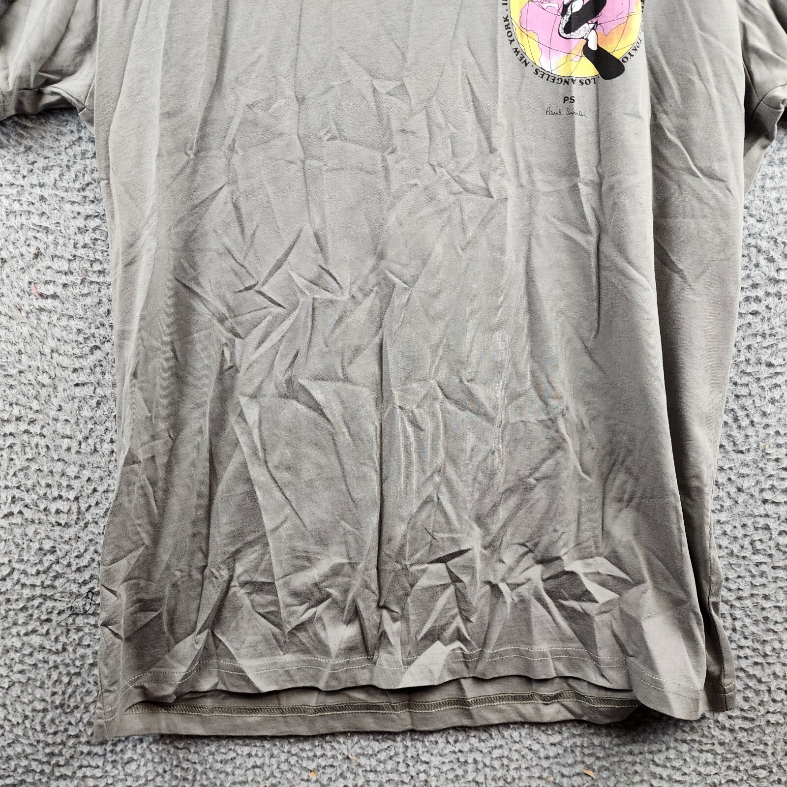 PS Paul Smith Slim Fit Rabbit Print Tee Men's XL Gray Crew Neck Short Sleeve~ - Picture 3 of 15