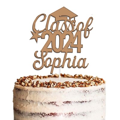 Personalised Congrats Acrylic Cake Topper Class of 2024 Graduation Party Decors