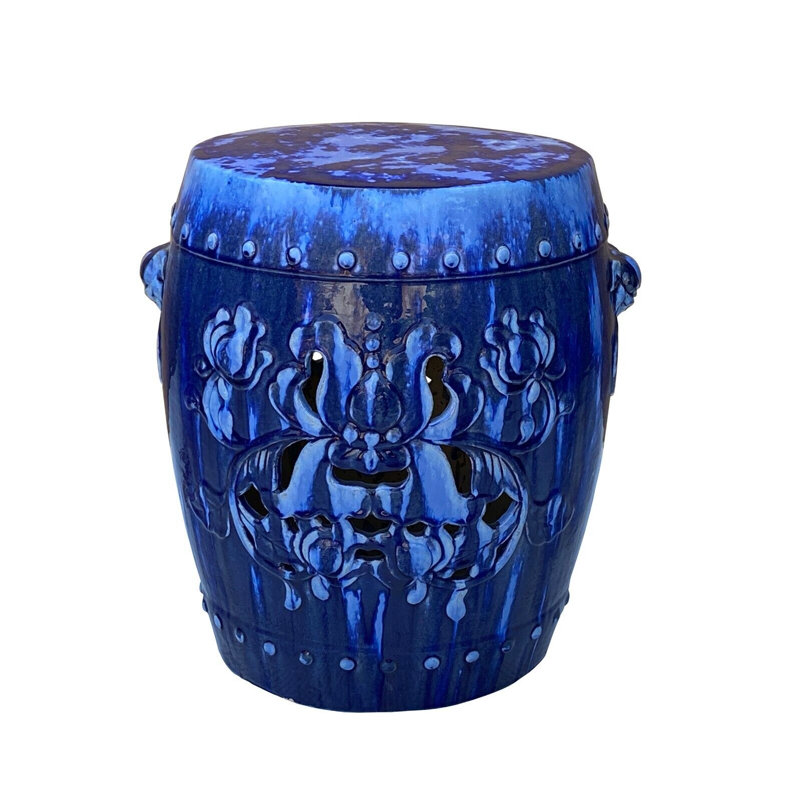 Chinese Mixed Blue Round Lotus Clay Ceramic Garden Stool Table cs6992S Chinese Mixed Blue Round Lotus Clay Ceramic Garden Stool Table cs6992S
