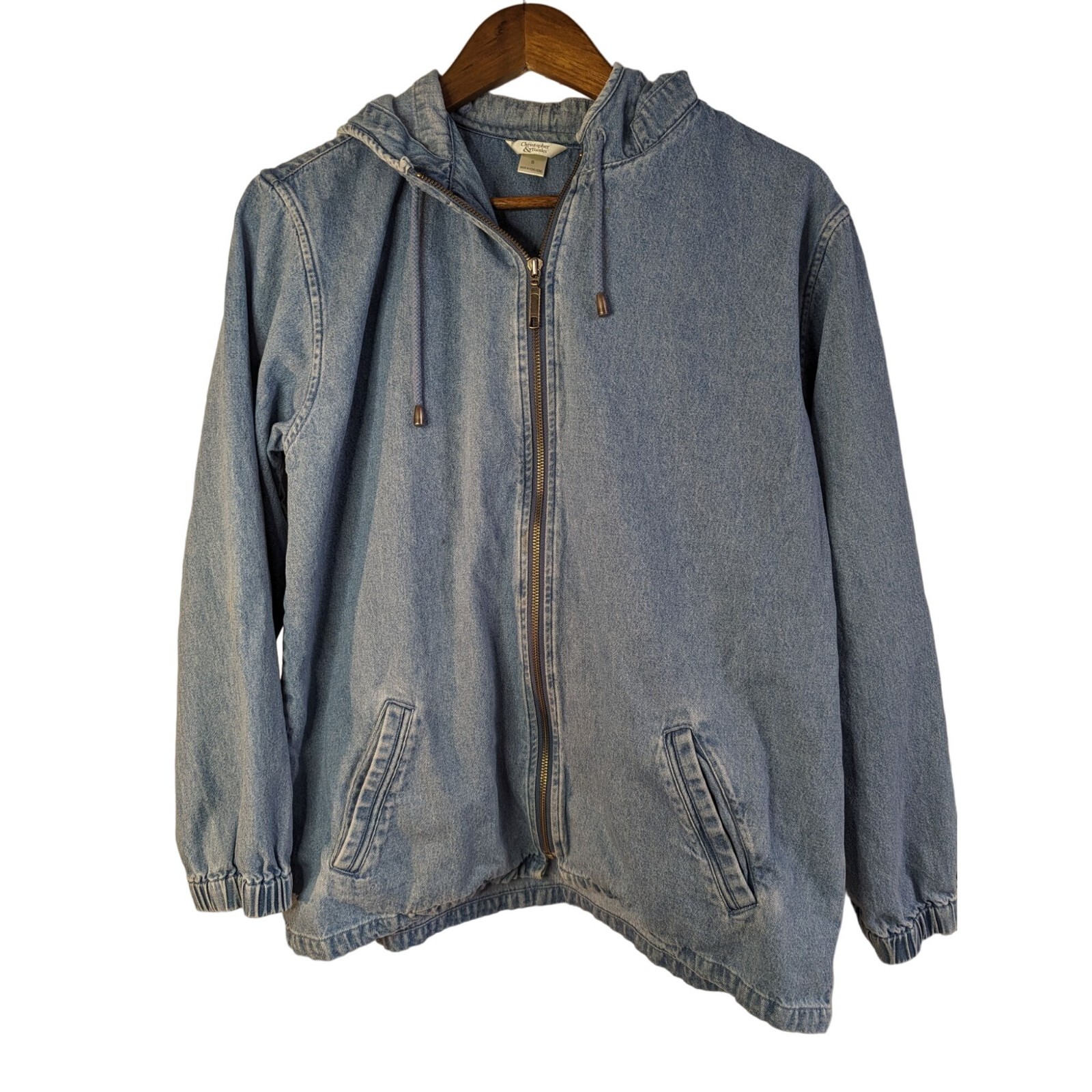 Christopher & Banks Clasic Denim Zip Front Hooded Jacket YKK
