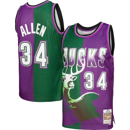 

MITCHELL - NESS РАЗДЕЛЕННАЯ ДЖЕРСИ NBA SWINGMAN MILWAUKEE BUCKS 1996 РЭЙ АЛЛЕН, Purple/green