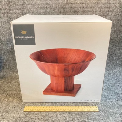 Michael Graves Design Acacia Wood Footed Bowl 12 1/2'' x 8 1/2'' Food Safe