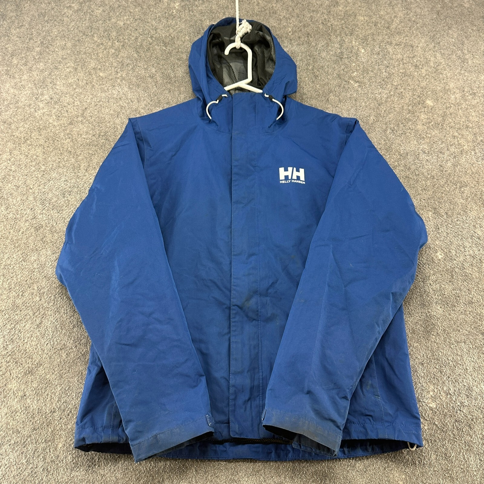 Helly Hansen Jacket Mens Small Blue Rain Coat Hooded Shell Helly Hansen Jacket Mens Small Blue Rain Coat Hooded Shell