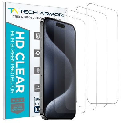 Tech Armor HD Film Screen Protector For iPhone 15 Pro 6.1 Inch - 4 Pack