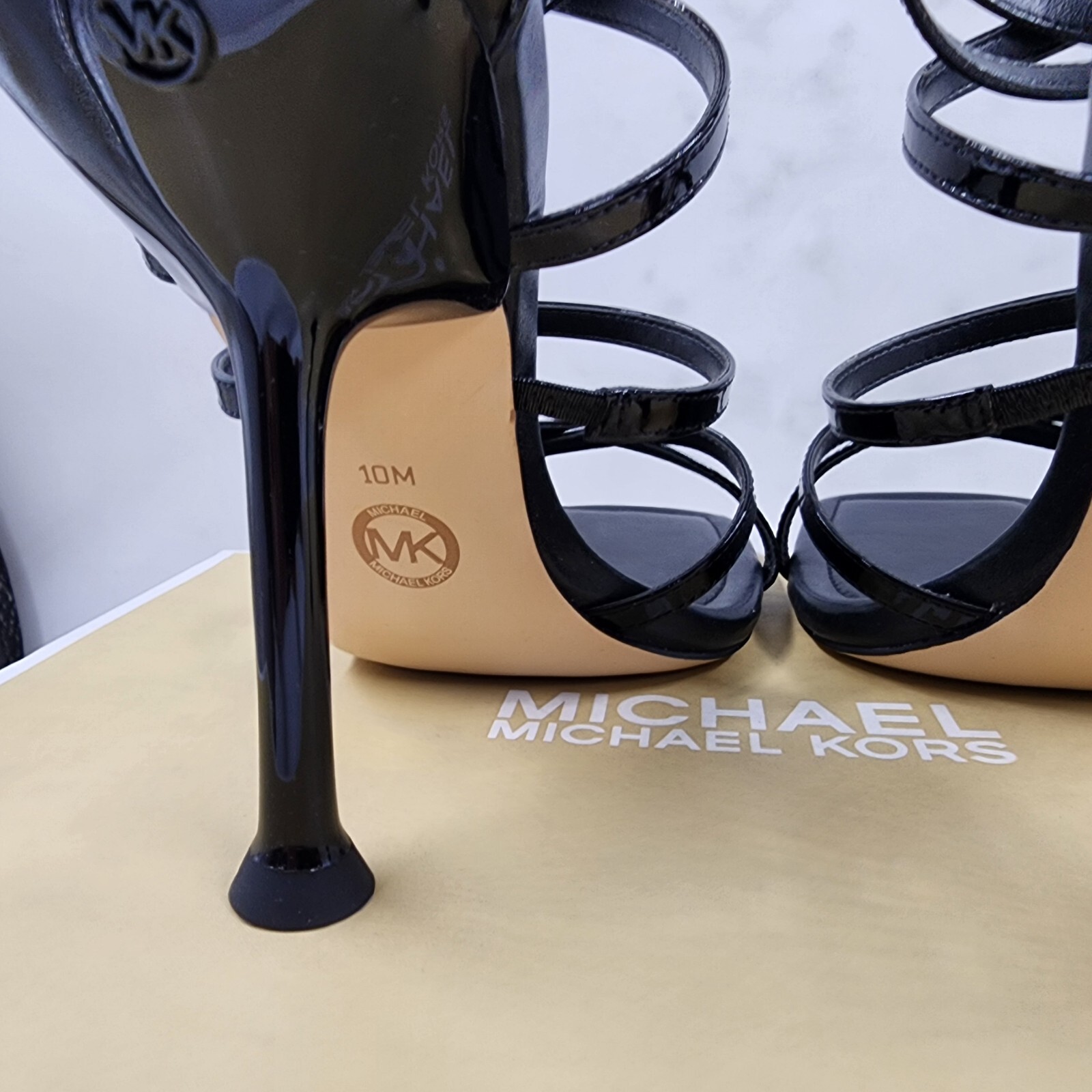MICHAEL Michael Kors Imani Strappy High Heel Sandals Women 10M Black Ankle Strap - Picture 6 of 17
