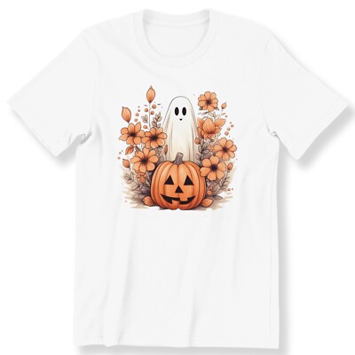Ghost Pumpkina Floral Fall Mens Ladies Kids Adult T-shirt Halloween Gift Shirt