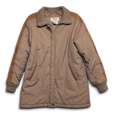 Vintage Learsi Puffer Jacket Tan Corduroy Trim Men's Large Excellent
