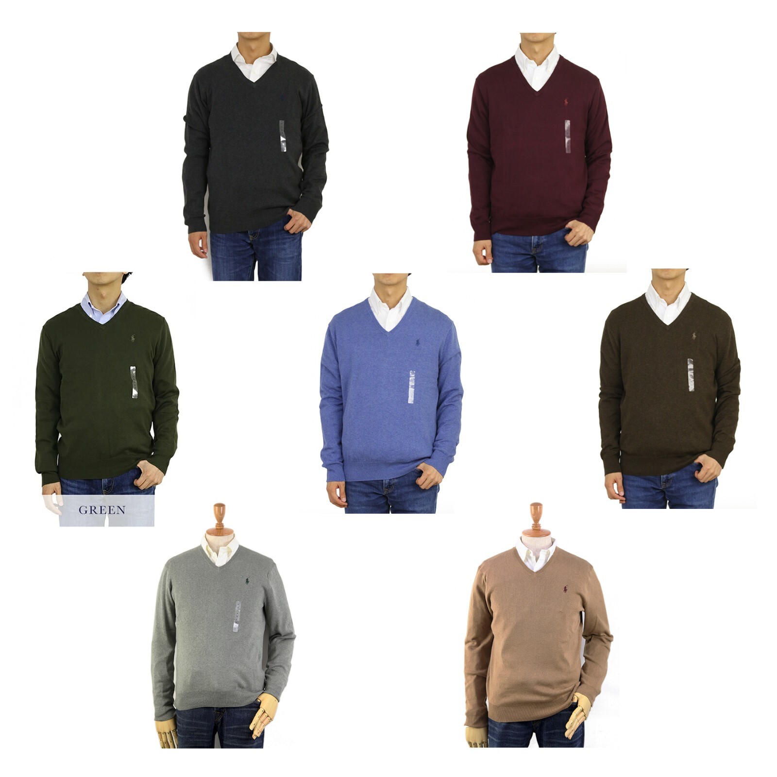

Хлопковый пуловер Polo Ralph Lauren Pima, вязаный свитер с v-образным вырезом — 10 цветов —