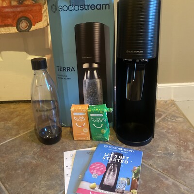 Soda Stream Terra Black Classic Cordless Sparkling Water Maker - Uses pink CO2