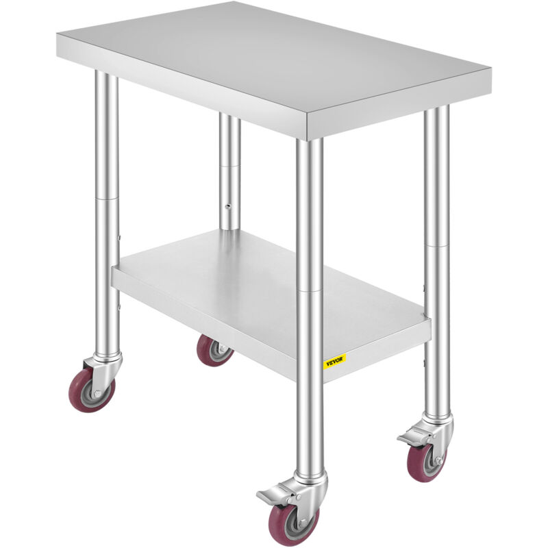 18"X30" Stainless Steel Work Prep Table W/ Wheels Commercial Kitchen Undershelf