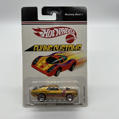 Hot Wheels Flying Customs Mustang Mach 1 - Gold w/Redline Wheels