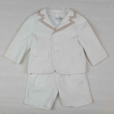 Simonetta Tiny pinstripe blazer and shorts set in white and tan 6M