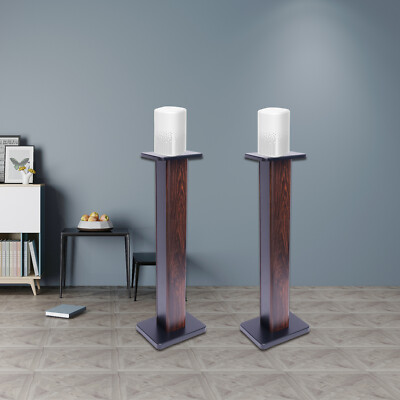 Pair 36'' Stability Bookshelf Speaker Stands For Most Speakers Black Walnut Color
