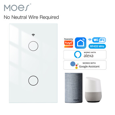 MOES 1/2/3/4 Gang Smart Light Switch WiFi RF Touch No Neutral Alexa Google APP