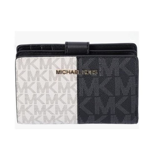 Michael Kors Jet Set Medium Two-Tone Logo Wallet Black Combo