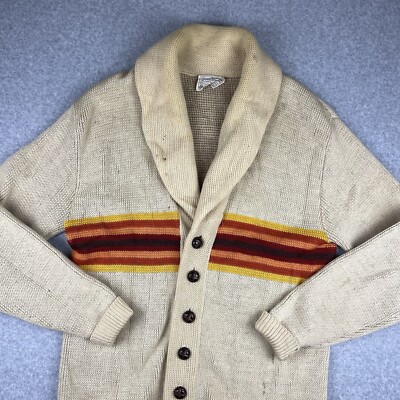 Vintage Pendleton High Grade Western Aztec Cardigan Sweater Large Wool Stripe