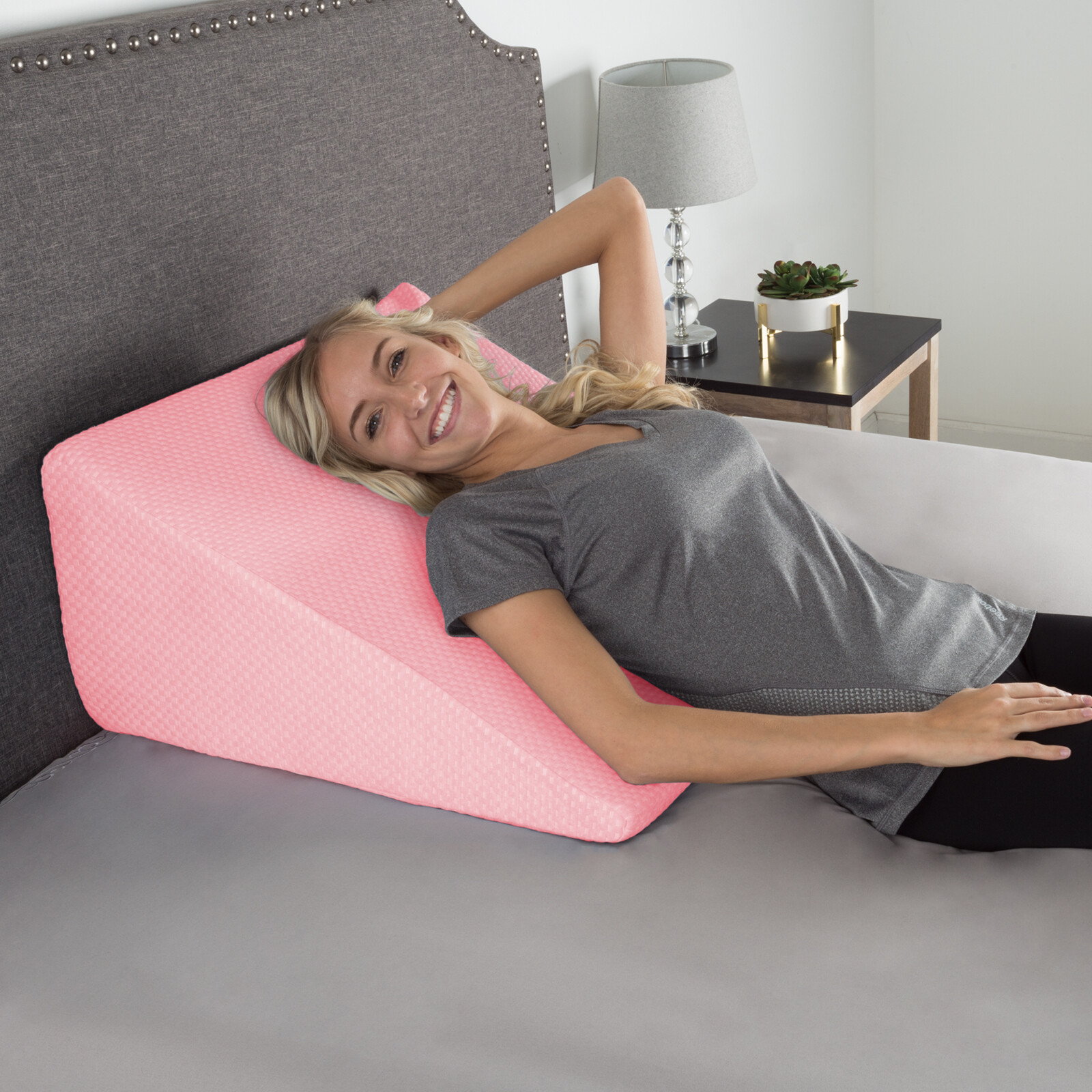 Extra High Memory Foam Wedge Pillow Bamboo Fiber Cover Sleeping