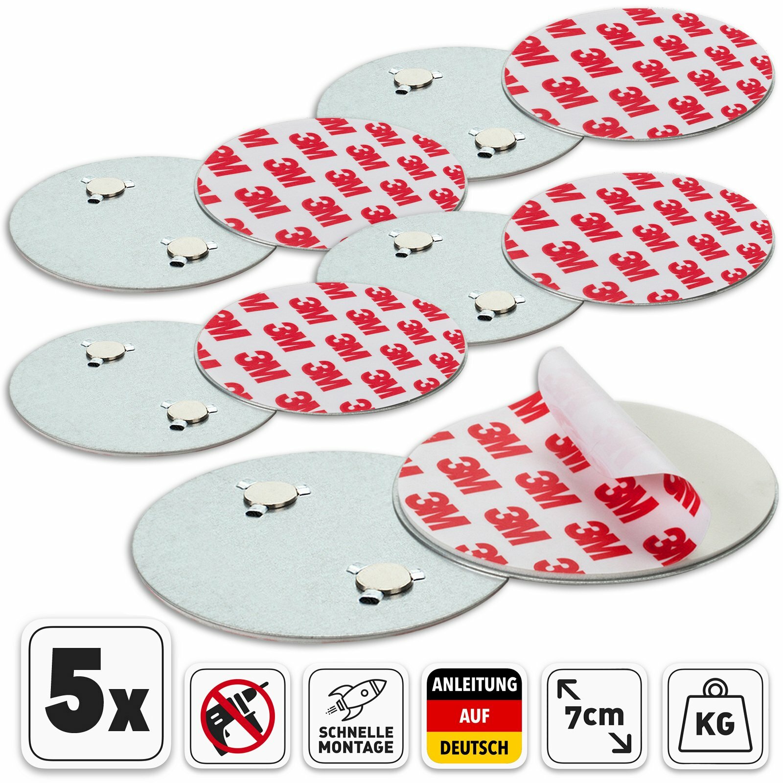 5x Rauchmelder Magnethalter Feuermelder Magnet-Befestigung Halterung Klebepad 