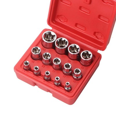 Hycdiyts 14 Piece E Type Torx Socket Set, Star Shape, Flower Shape, Socke No.232