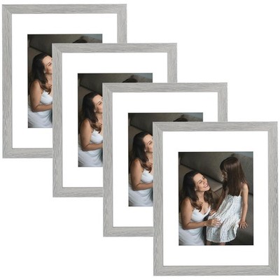 4 Pack 11x14 Grey Wood Photo Picture Frame Fits 8x10 Mat Wall Tabletop Gallery