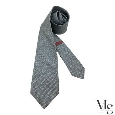BVLGARI SEVENFOLD Gray Geometric Silk Tie Made In Italy W:3'' NWOT