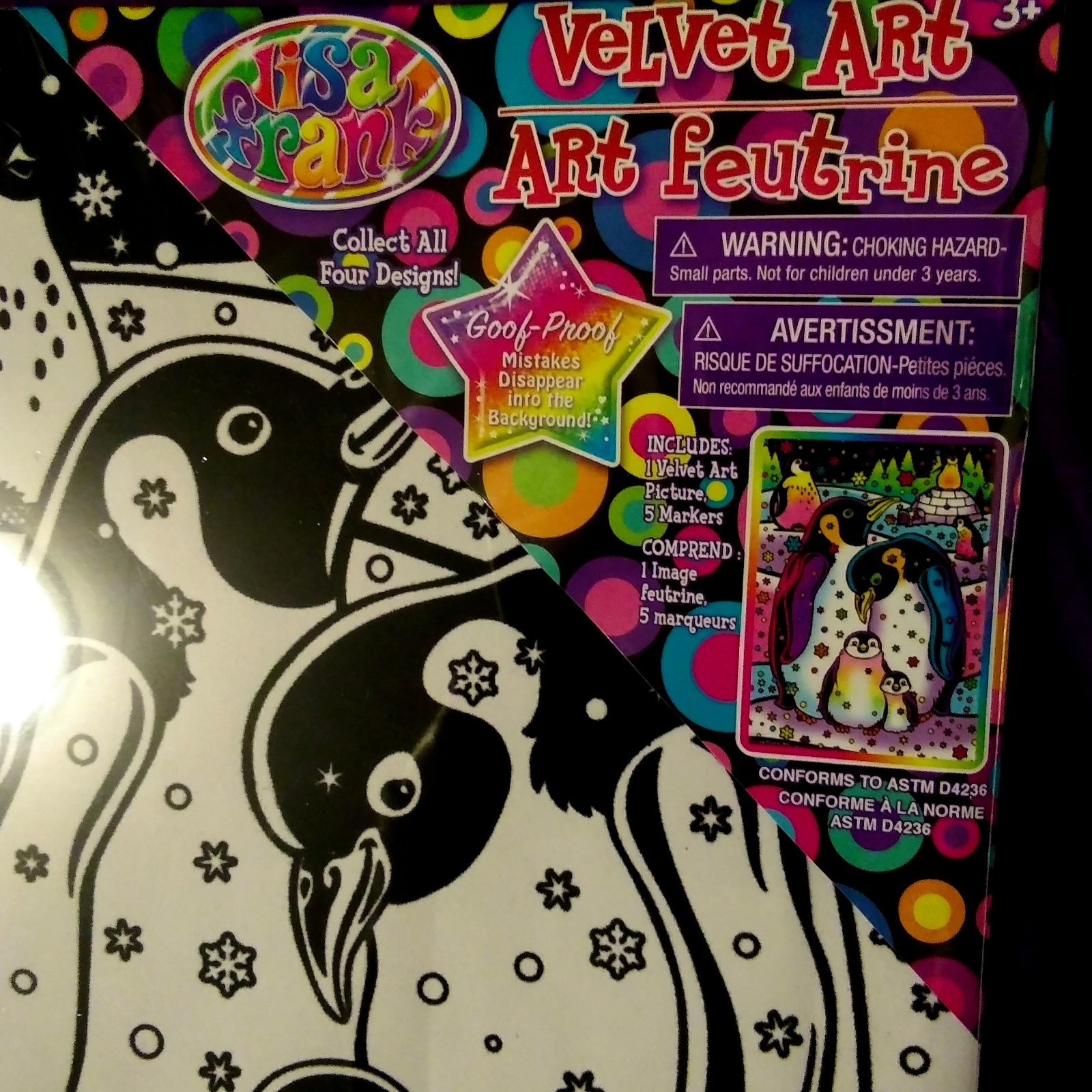 Lisa Frank Velvet Art Coloring - Adorable Penguins & Snowflakes