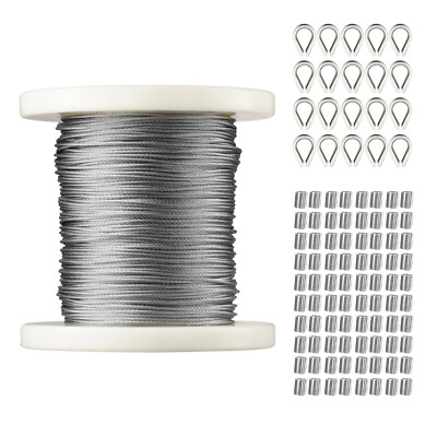 VEVOR T304 Stainless Steel Cable  1/16'' 7x7 Steel Wire Rope 328 ft Cable Railing