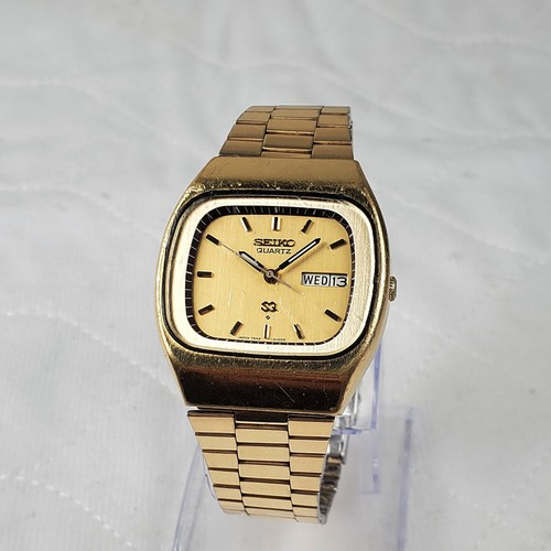 RARE VINTAGE 1980's SEIKO SQ 7546-510A JAPAN GOLD TONE MEN'S