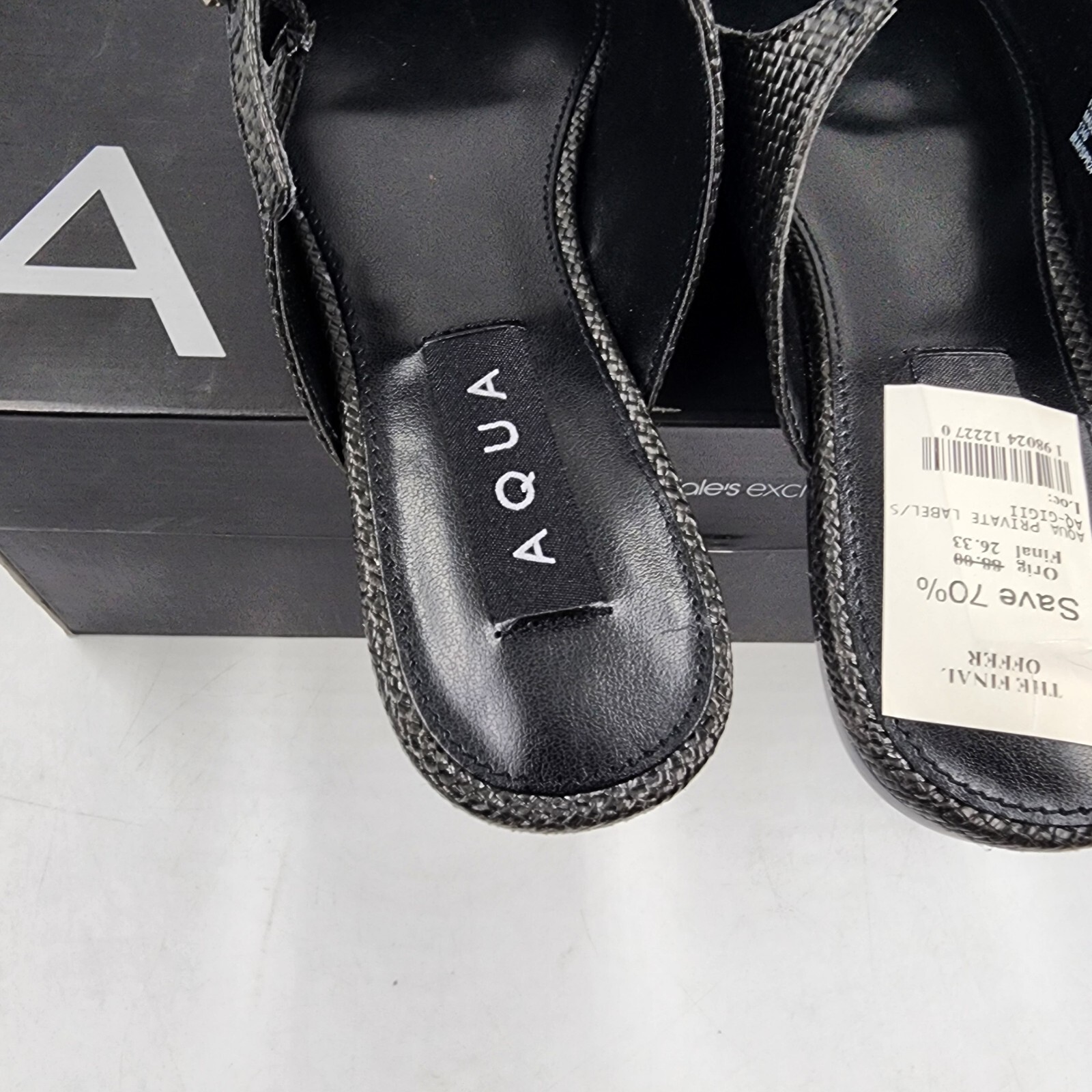 Aqua Gigii Pointed Square Toe Slip On Buckled Flats Women's 6M Black Solid - Picture 6 of 16