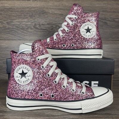 Converse Women's Chuck Taylor All Star Hi Purple Pink Glitter Sneakers Shoes New