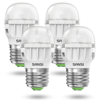 SANSI 4W LED Refrigerator Light Bulb 450lm 45W Equiv. 5000K Daylight A11 E26 x 4