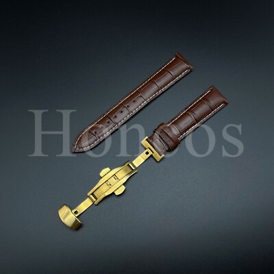 20MM LEATHER WATCH STRAP BAND FITS FOR OMEGA SPEEDMASTER MOON WATCH CLASP BN/WT