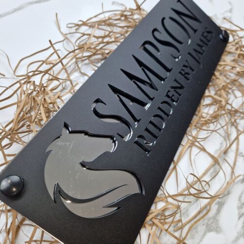 Black and SILVER Horse stable name sign Laser Cut - Great Personalised Gift