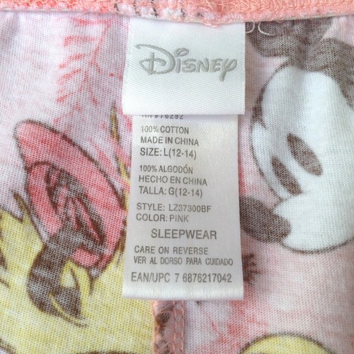 Disney Capri Pajama Pants Sz L Coral Mickey & Minnie Mouse Hawaiian Print