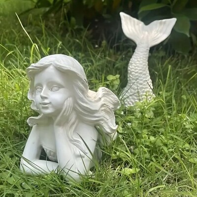 Mermaid Garden Statue Fairy Sculpture Outdoor Nautical Figurine Pool Yard Decor