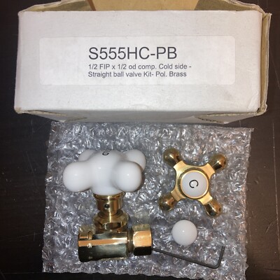 1/2 - Fip x 1/2 Od Comp. Hot Side - Straight Ball Valve Kit Pol. Brass S555HC-PB