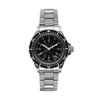 Pre-owned Marathon 41mm Large Diver's Automatic (gsar) With Stainless Steel Bracelet 316l