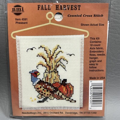 Counted Cross Stitch Kit 4591 Pheasant Fall Harvest NMI NOS Bird Pumpkin Decor