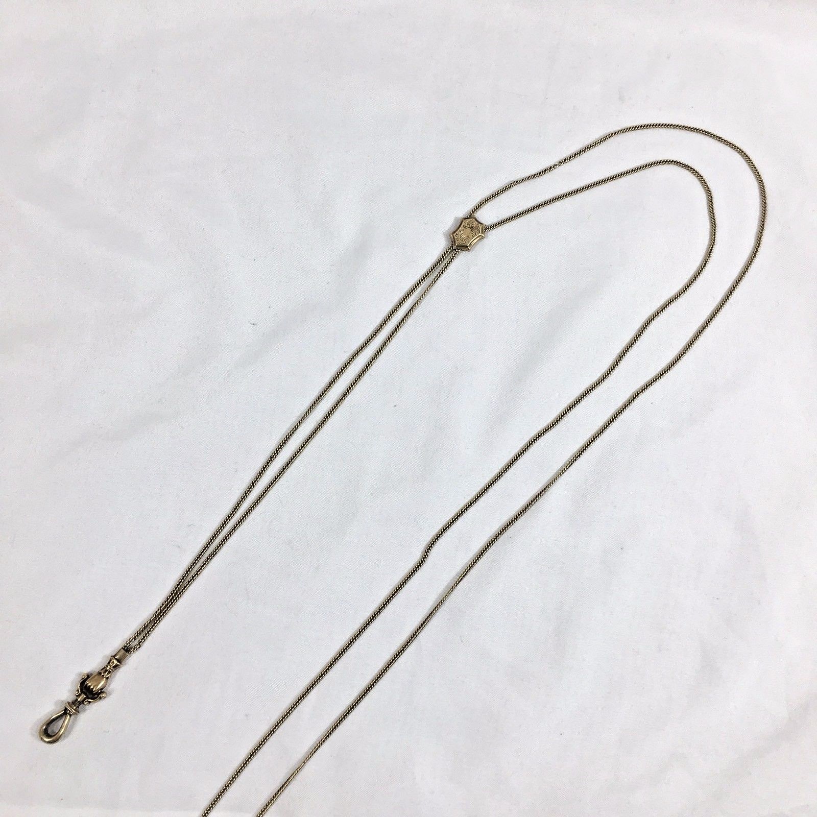 Antique Victorian 14K Gold Pocket Watch Chain Fob With Monkey Paw Hand 40” 27g