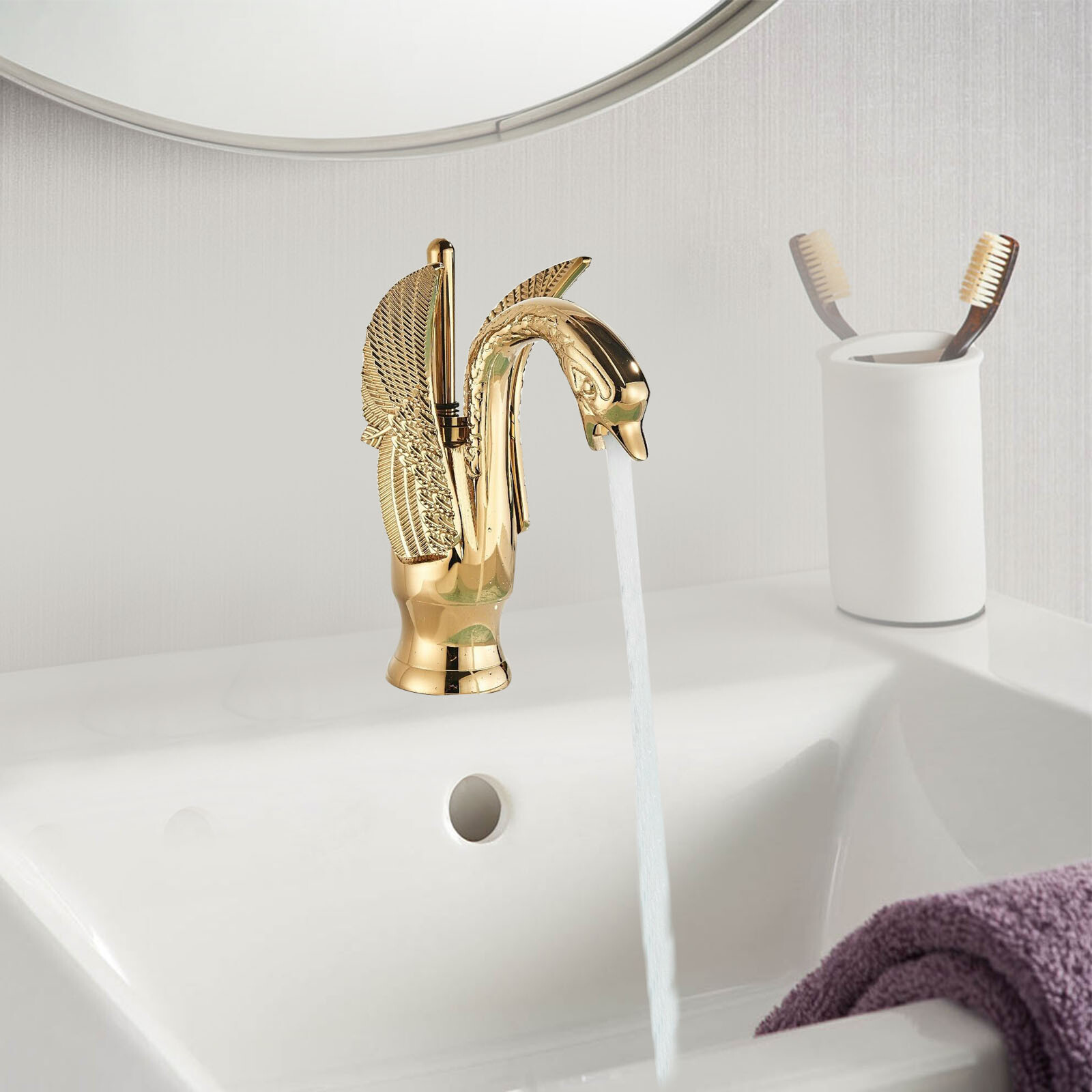 La Vie Luxus Wasserhahn – Schwarz & Gold, Einzelgriff, 1-Loch-Montage, Messingkörper, Für Badezimmer, Inkl. Zubehör