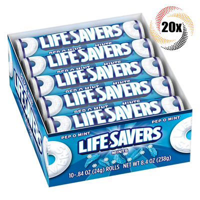Full Box 20x Rolls Lifesavers Pep O Mint Hard Mints | 14 Mints Each | .84oz